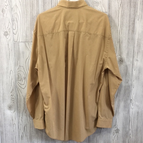 Van Heusen Wrinkle-free Large Gold Yellow Striped Dress Shirt - Picture 4 of 5